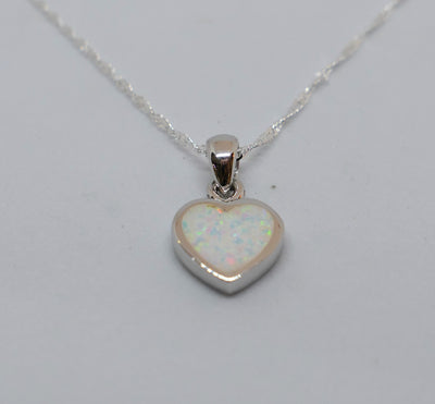 White Opal Heart Pendant