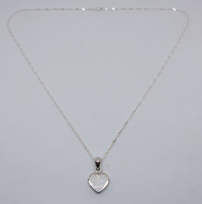 White Opal Heart Pendant