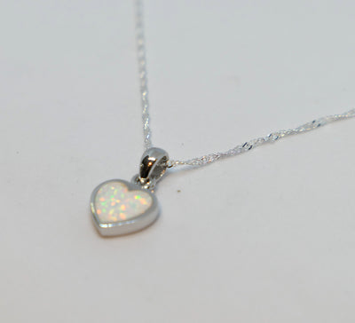 White Opal Heart Pendant