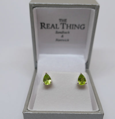 Peridot Teardrop Stud Earrings