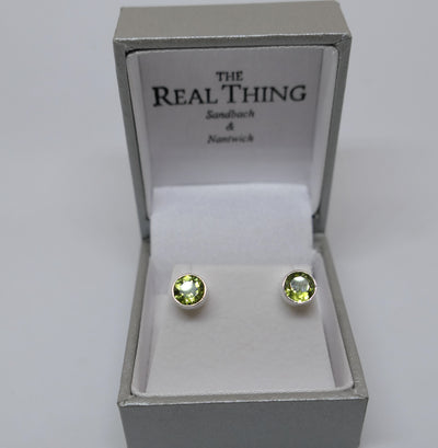 6mm Round Peridot Stud Earrings