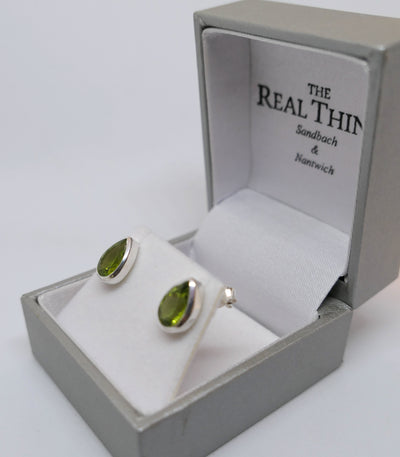 Peridot Tear Drop Shape Stud Earrings