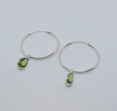 Peridot Teardrop Hoop Earrings