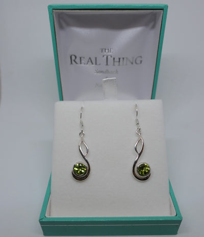 Long Swirl Peridot Drop Earrings