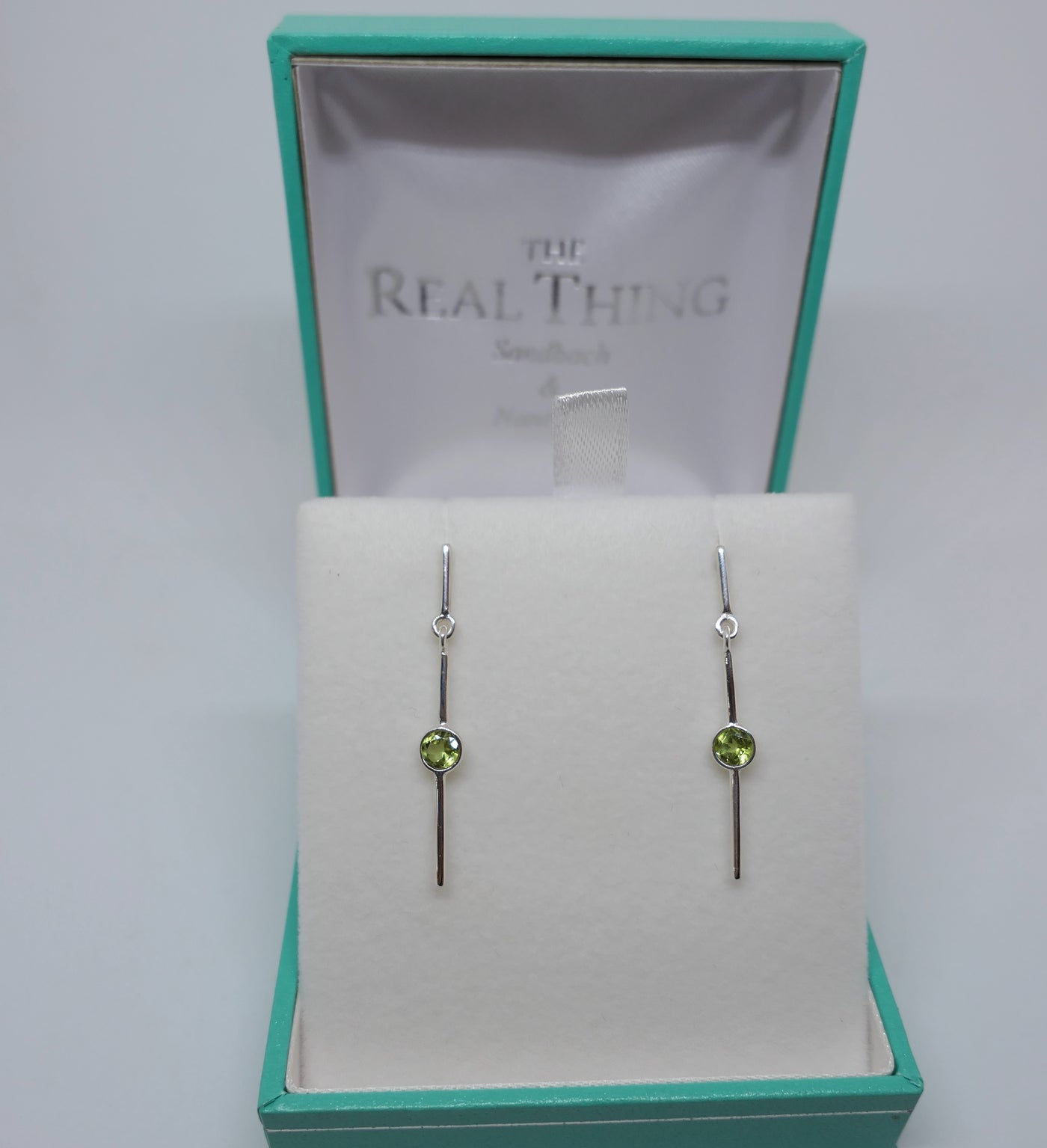 Peridot Long Bar Drop Earrings