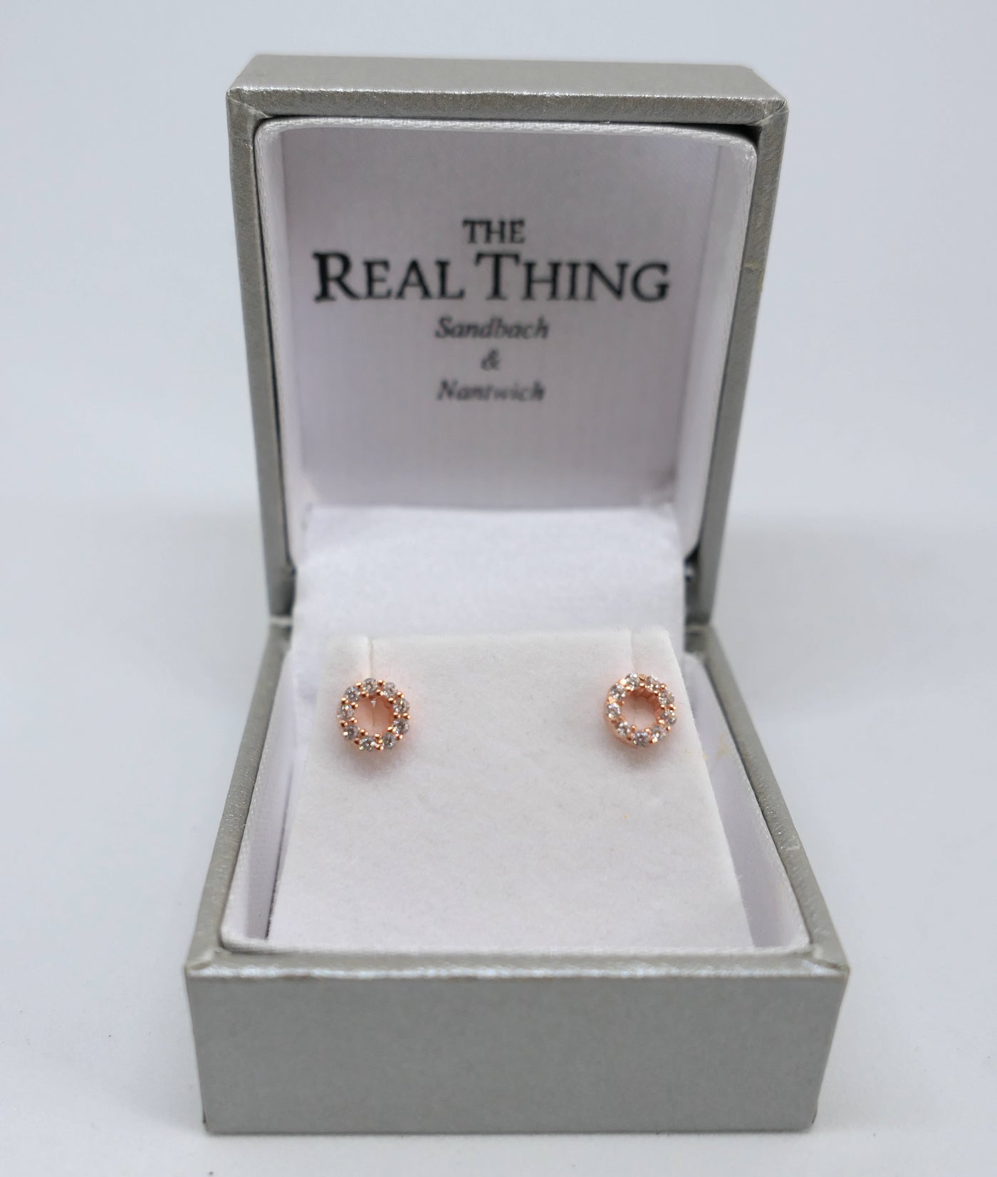 Rose Gold Crystal Circle Stud Earrings