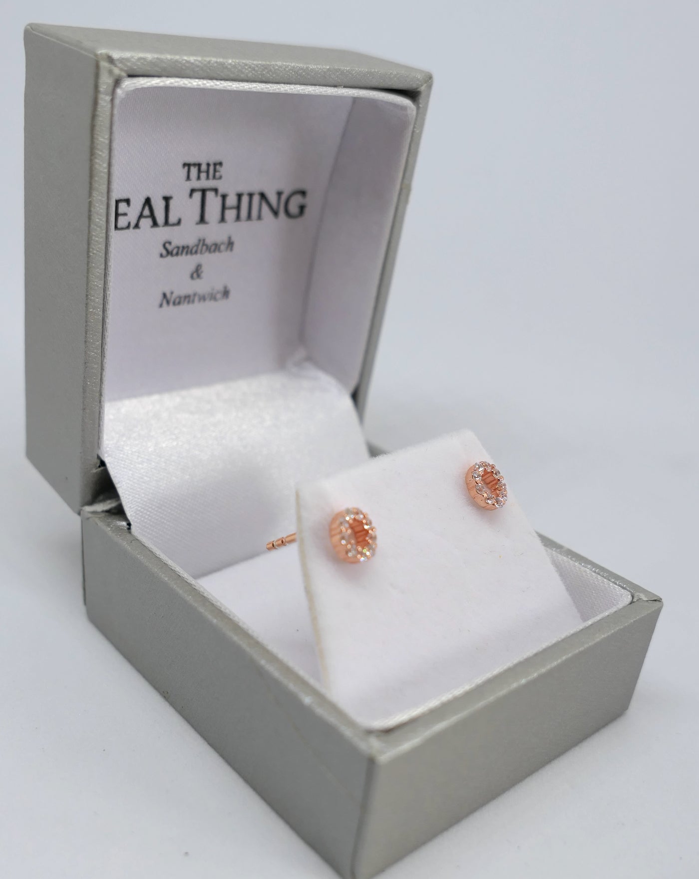 Rose Gold Crystal Circle Stud Earrings