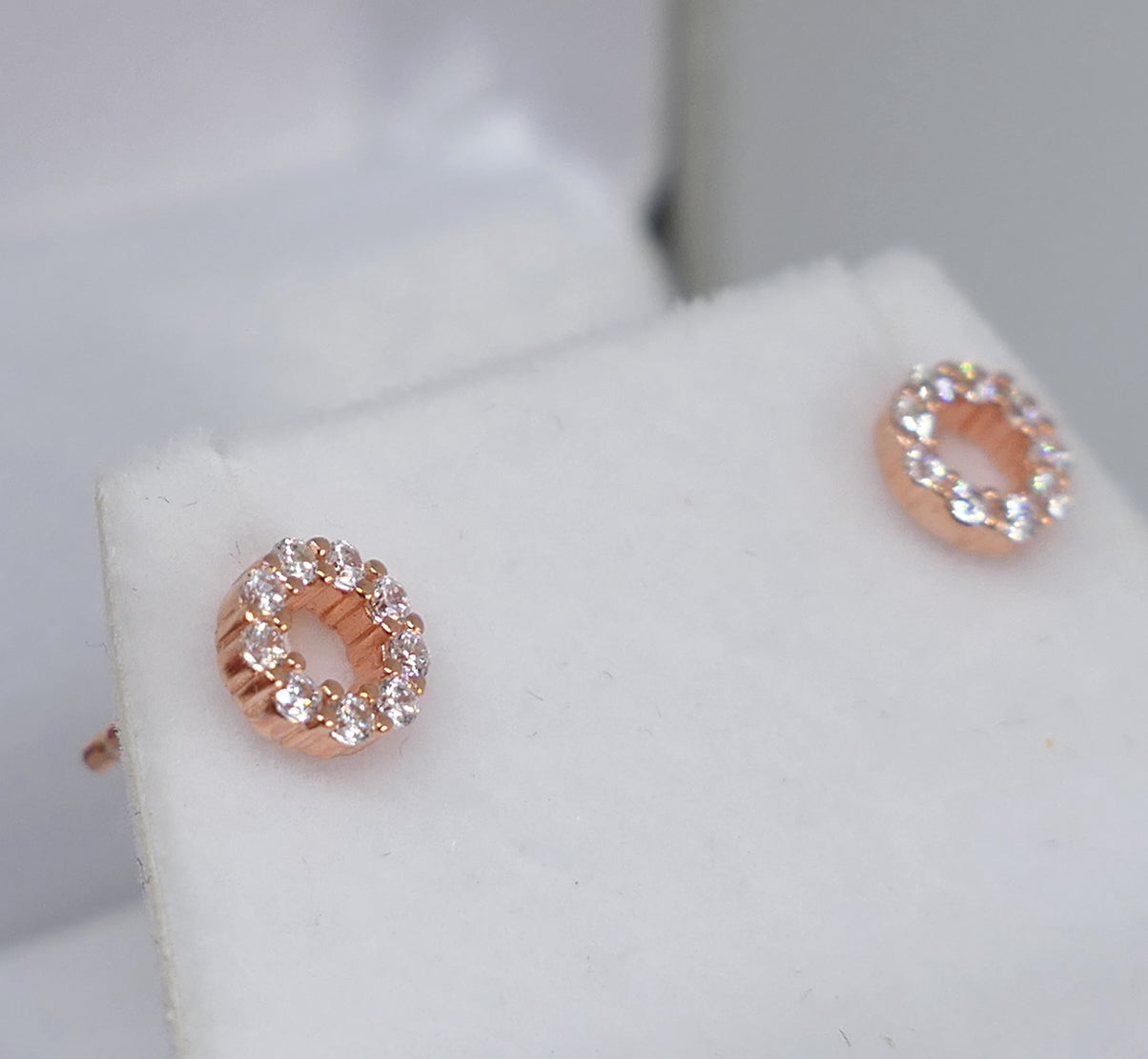 Rose Gold Crystal Circle Stud Earrings