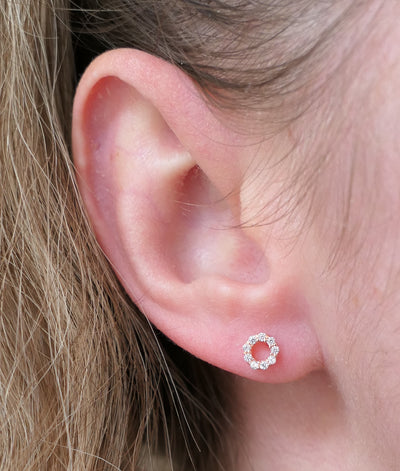 Rose Gold Crystal Circle Stud Earrings