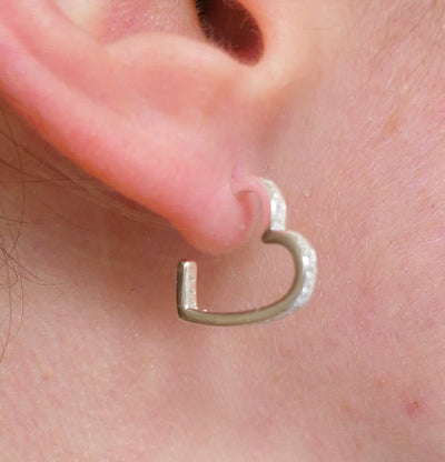 Open Heart CZ Hoop Stud Earrings
