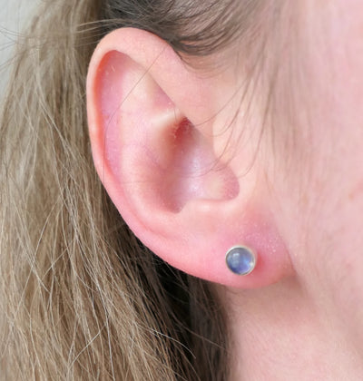 Round Moonstone Small Stud Earrings