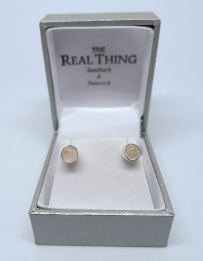 Round Rose Quartz Small Stud Earrings