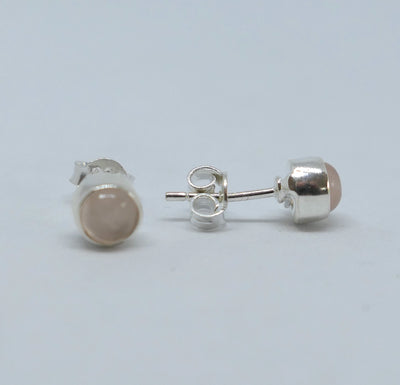 Round Rose Quartz Small Stud Earrings