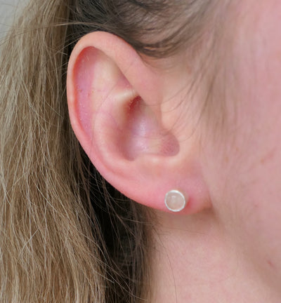 Round Rose Quartz Small Stud Earrings