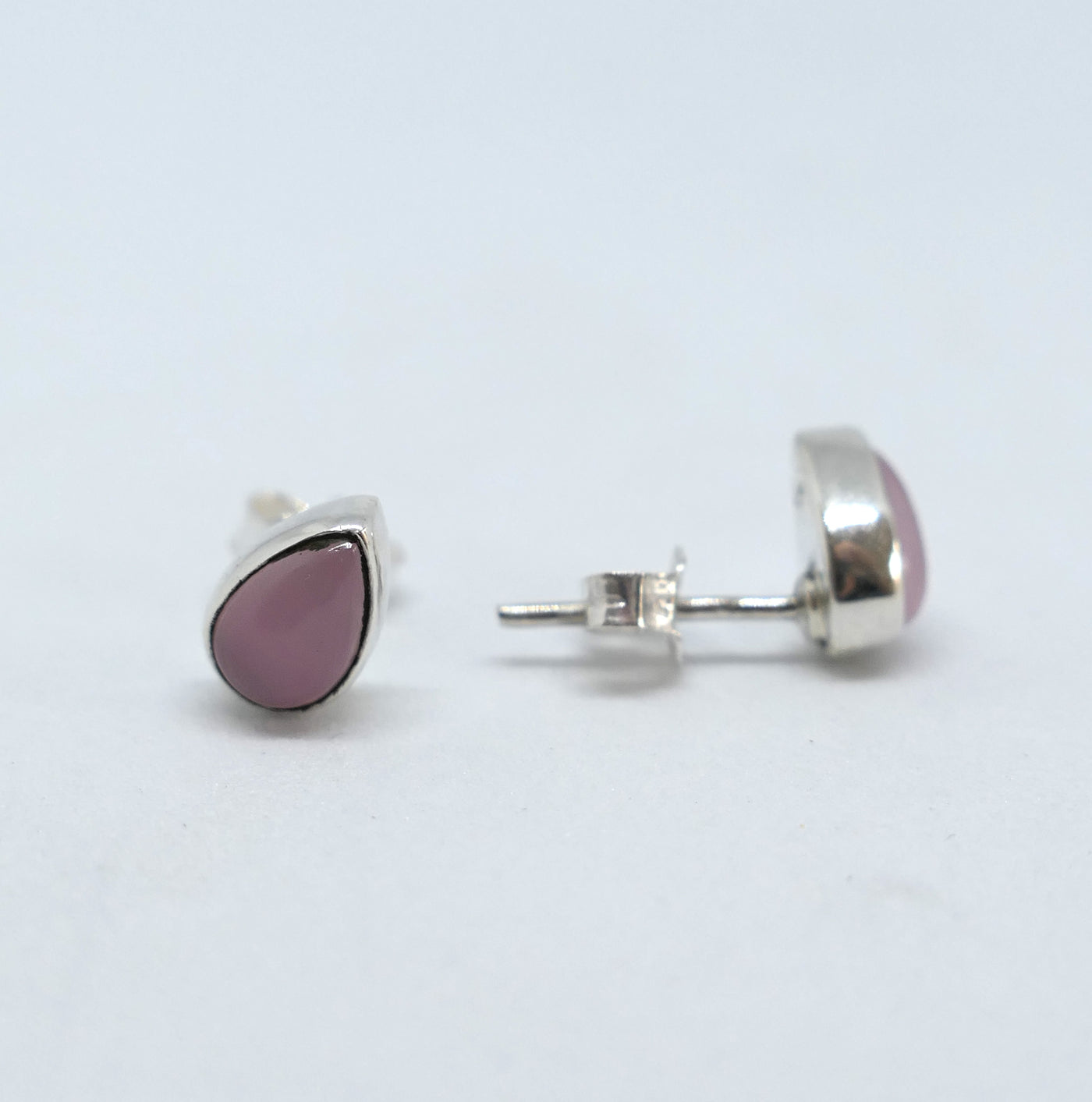 Teardrop Rose Quartz Stud Earrings