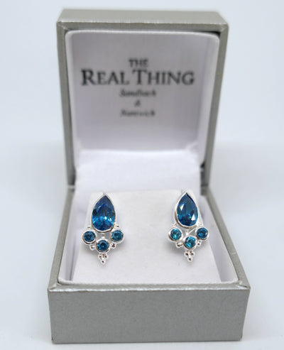 London Blue Teardrop Stud Earrings