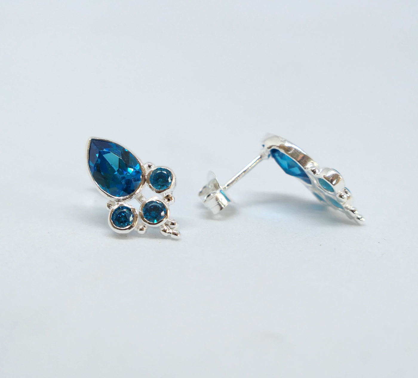 London Blue Teardrop Stud Earrings