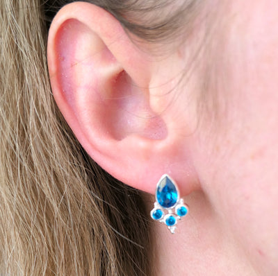 London Blue Teardrop Stud Earrings