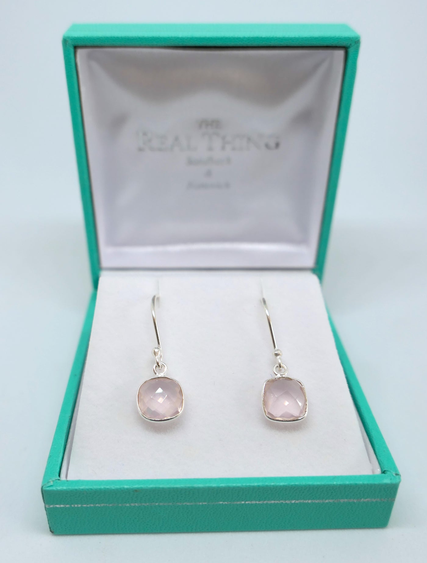 Rose Quartz Square Drop Earrings