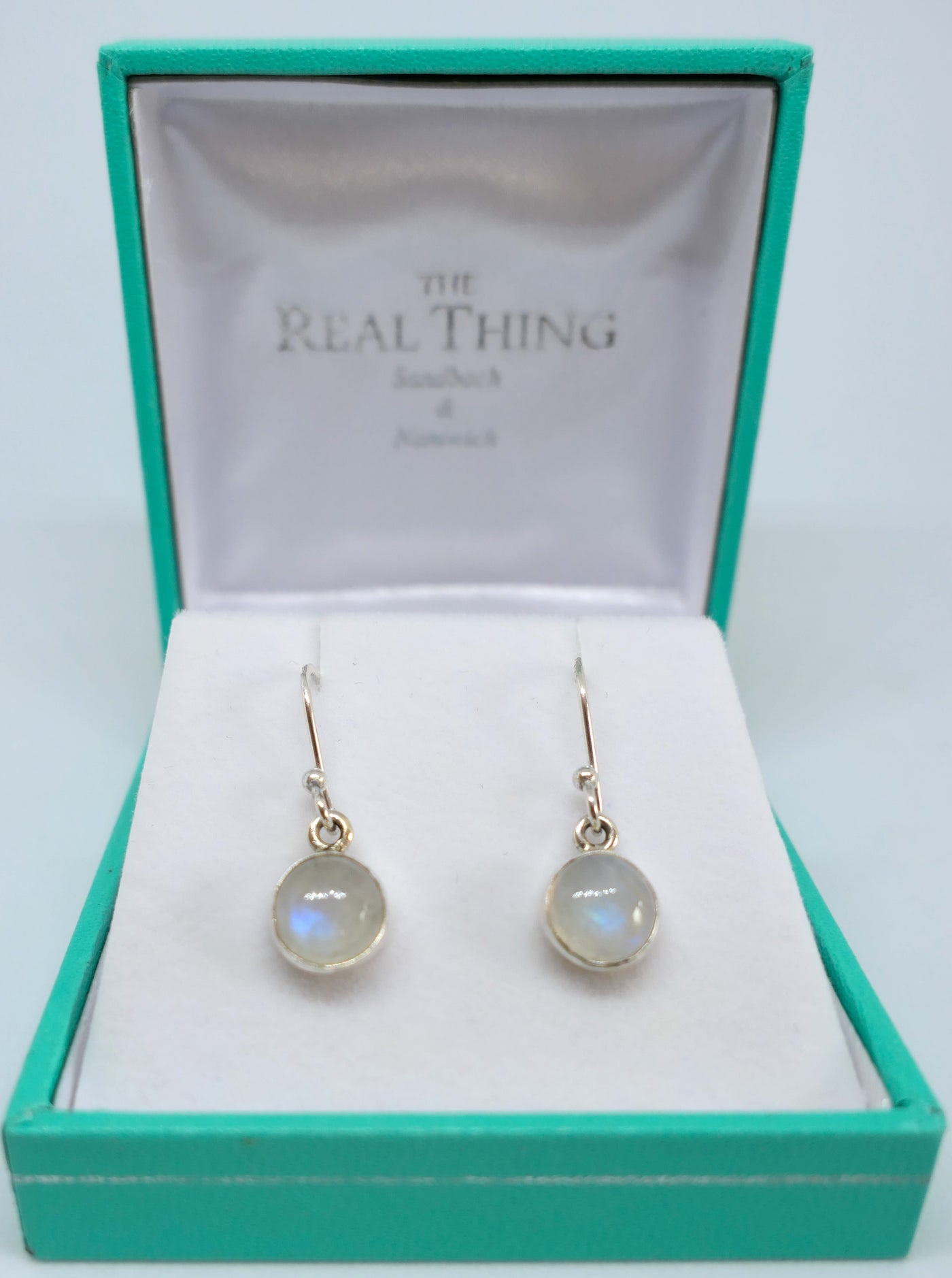 Round Moonstone Drop Earrings