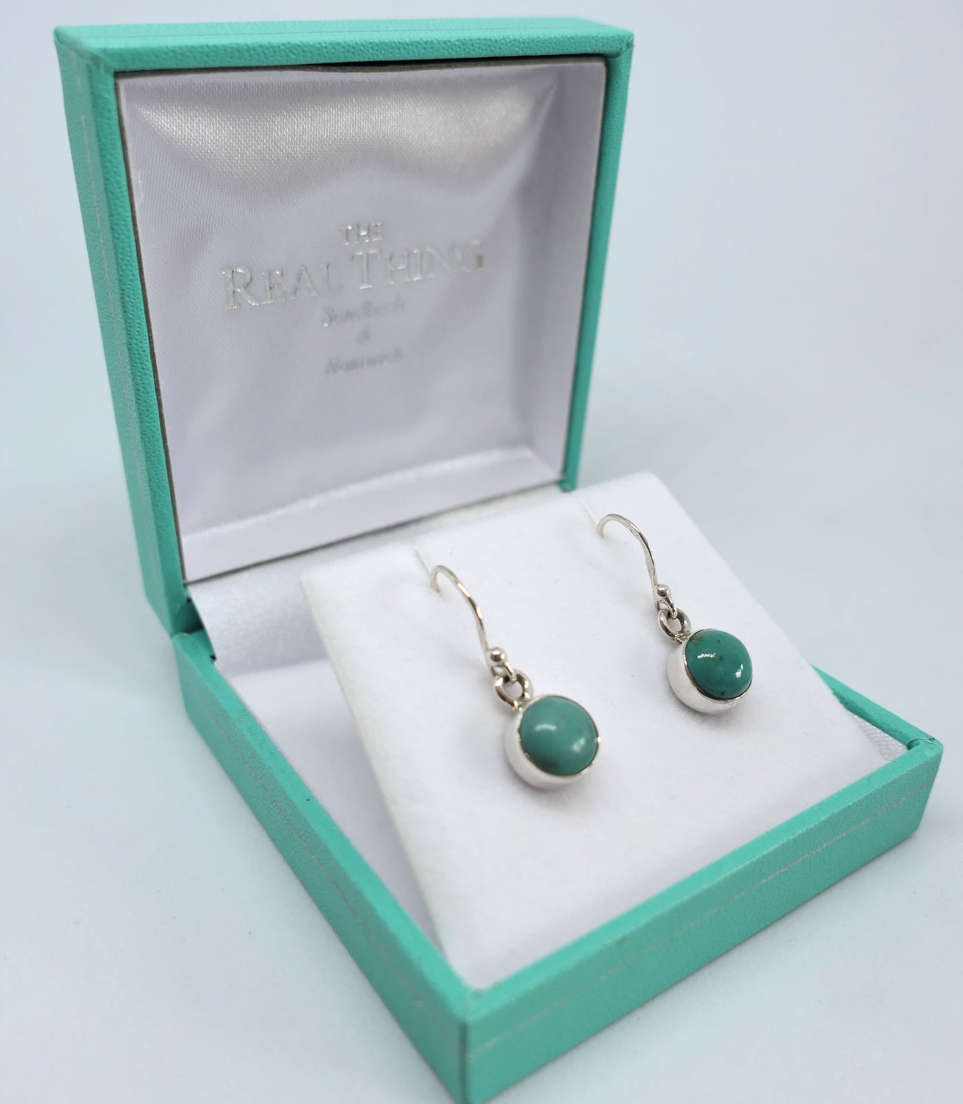 Round Turquoise Drop Earrings