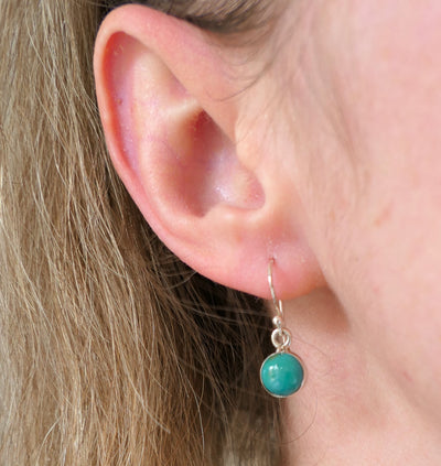 Round Turquoise Drop Earrings