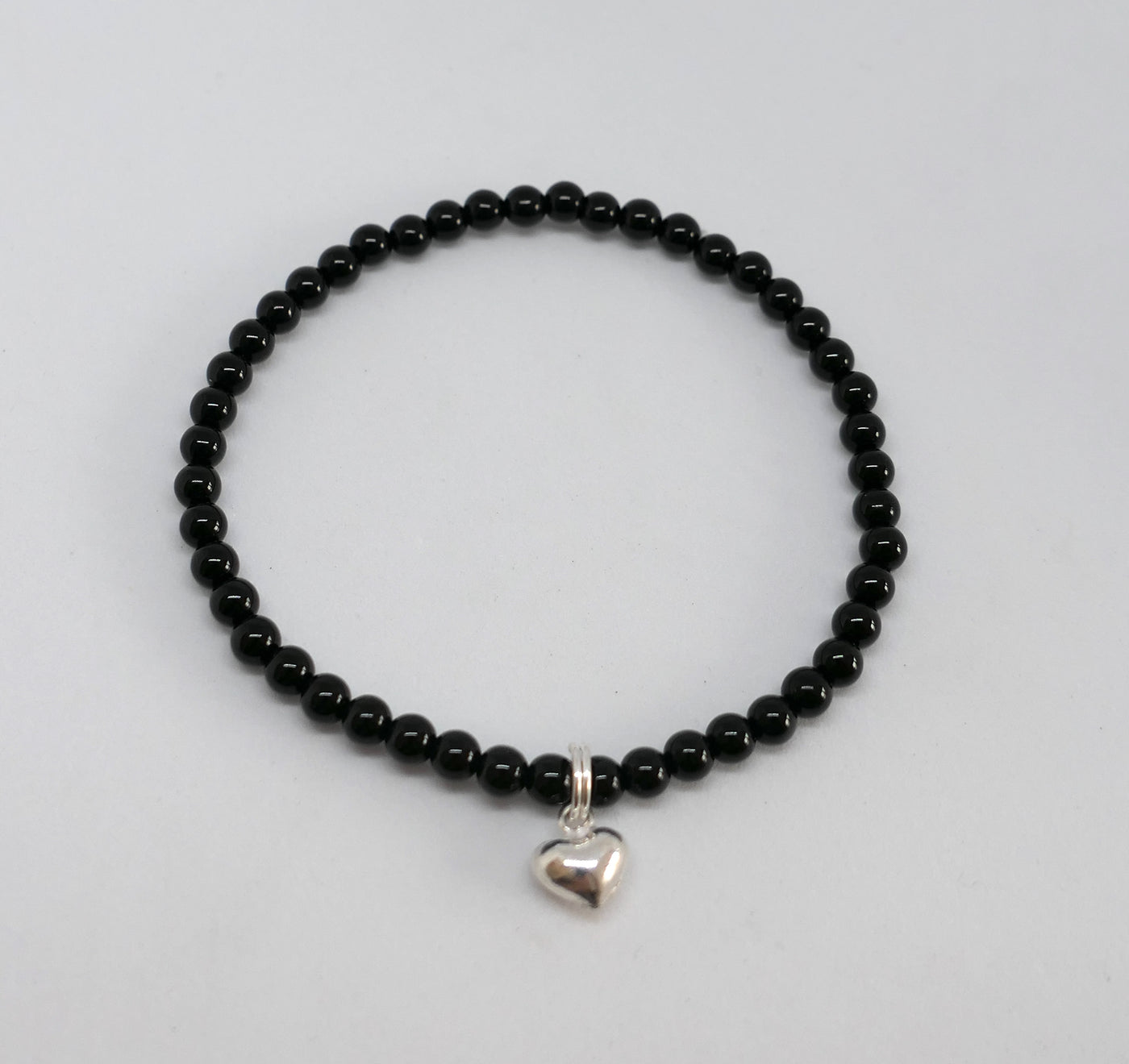 Black Onyx Bead Heart Bracelet