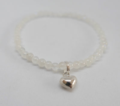 Rainbow Moonstone Bead Heart Bracelet