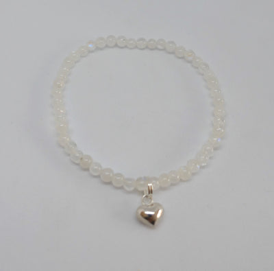 Rainbow Moonstone Bead Heart Bracelet