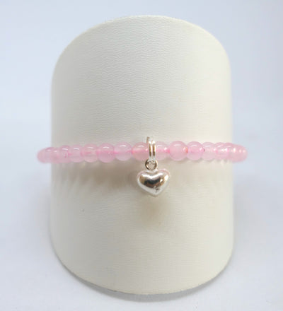 Rose Quartz Bead Heart Bracelet