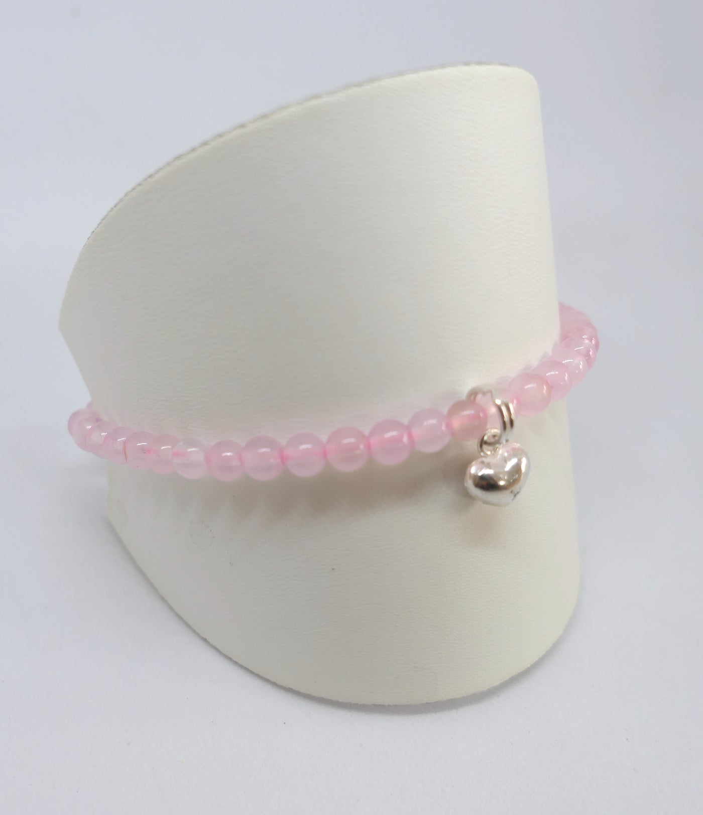 Rose Quartz Bead Heart Bracelet