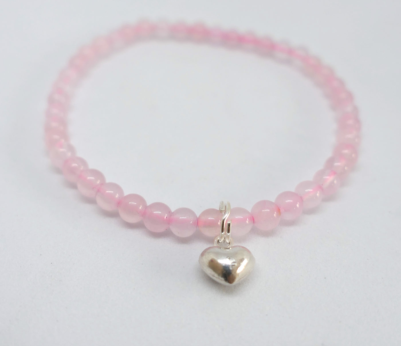 Rose Quartz Bead Heart Bracelet