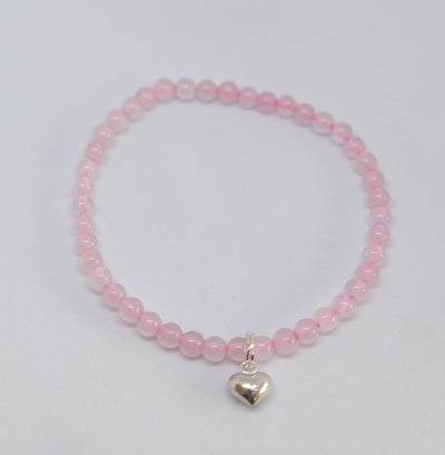 Rose Quartz Bead Heart Bracelet