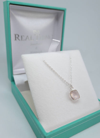 Rose Quartz Square Necklace