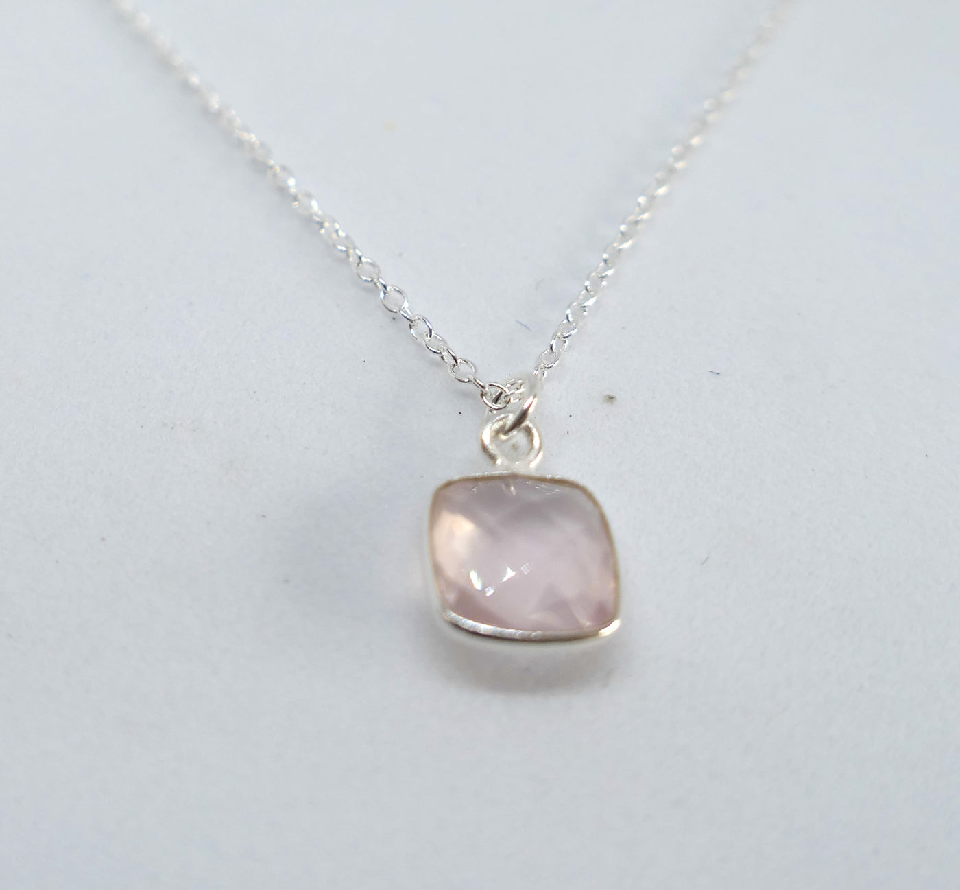 Rose Quartz Square Necklace