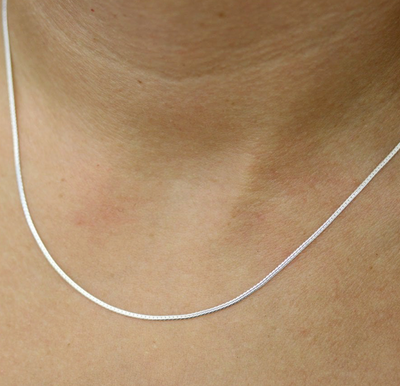 Silver Curb Choker Layering Necklace