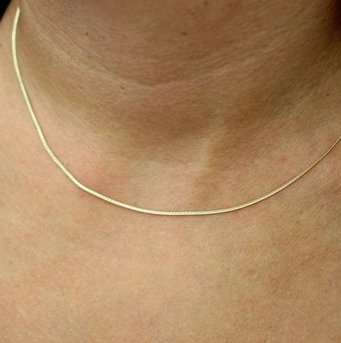 Gold Curb Choker Layering Necklace