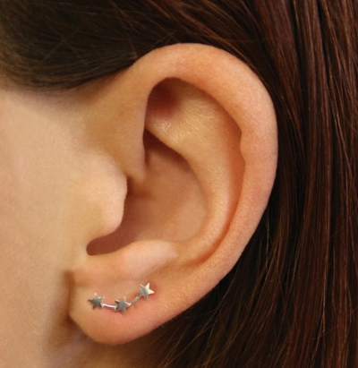 3 Star Ear Climber Stud Earrings