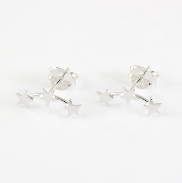 3 Star Ear Climber Stud Earrings