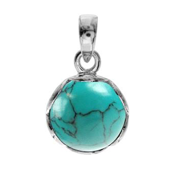 Round Turquoise Scalloped Edge Pendant