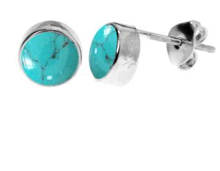 6mm Round Turquoise Stud Earrings