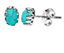 Oval Crown Turquoise Stud Earrings