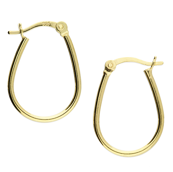 Gold Oval Hinged Hoop Earrings