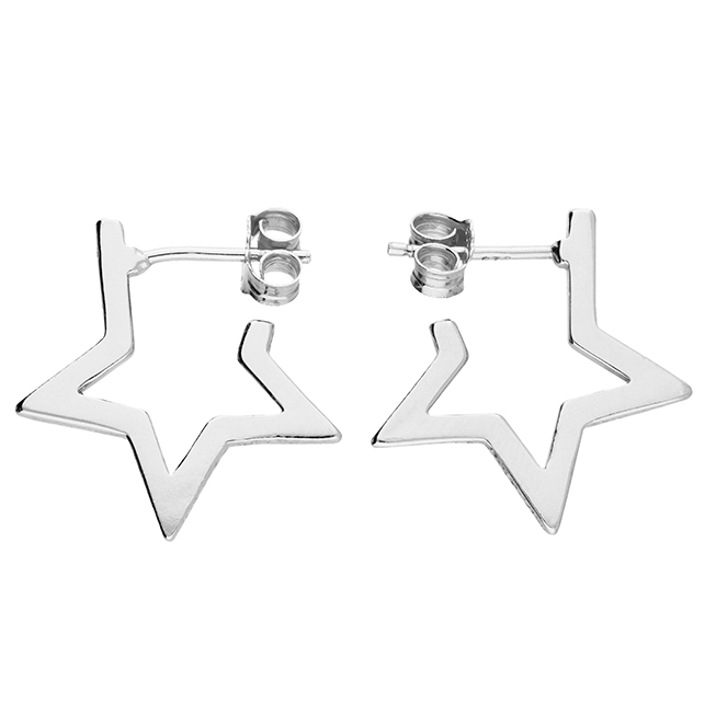 Silver Star Hoop Earrings