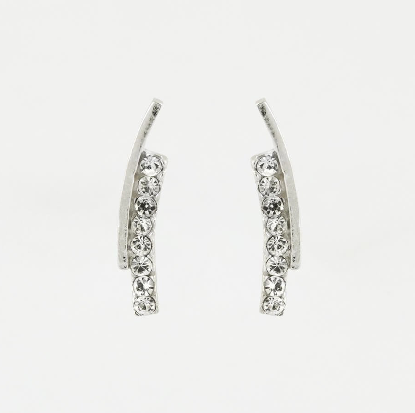 Sterling Silver Crystal Bar Ear Climber Earrings