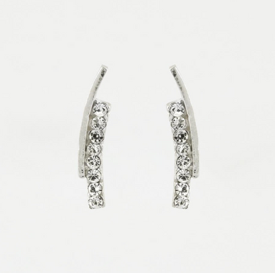 Sterling Silver Crystal Bar Ear Climber Earrings