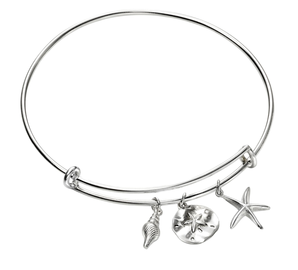 Silver Beach Charm Bangle