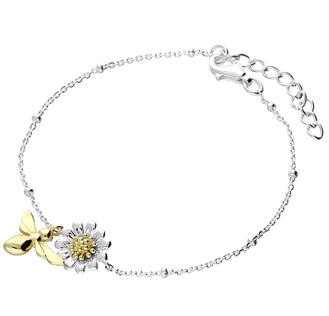 Silver Bee & Daisy Bracelet