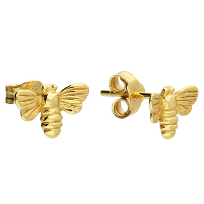 Gold Bumble Bee Stud Earrings