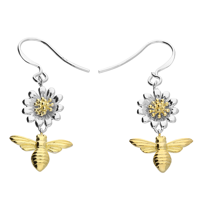 Silver & Gold Bee & Daisy Earrings